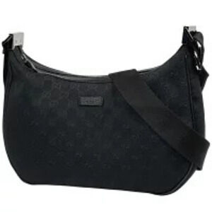 Gucci Monogram Half Moon Hobo bag black GG black leather